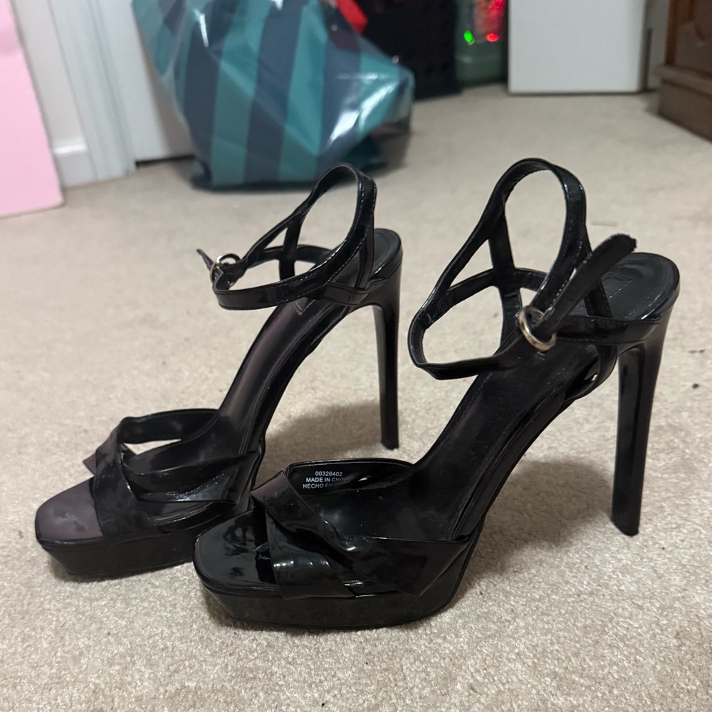 Forever 21 Black Strappy Heels